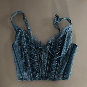 Victoria's Secret Teal Lace-Up Lace Bustier